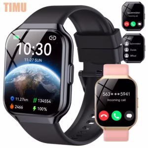 TIMU 4.98 cm Smart Watch, Full Touch Screen, Wireless Calls, 100+ Sports Modes, Weather Forecast, Alarm, Sleep Monitor, Sedentary Reminder, Silicone Strap, IPX8, for Android & iOS