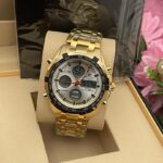 Coss Stainless Gold Waterproof LED Electronic Digital Men Watch