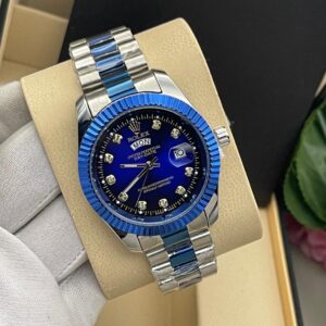 Rolex Day-Date Men's Silver Diamond Watch